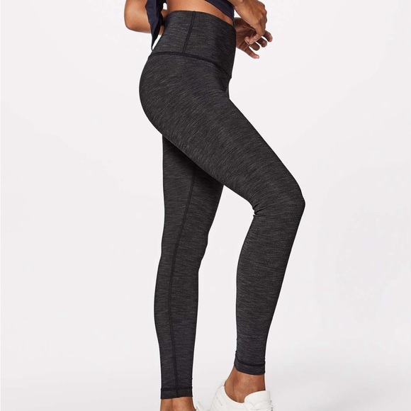Lululemon Wunder Under Hi-Rise Tight Brushed 28” Heathered Black Size 6 - Picture 1 of 9